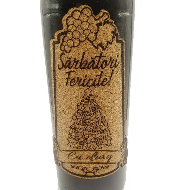 Sarbatori fericite, eticheta pluta cu mesaj